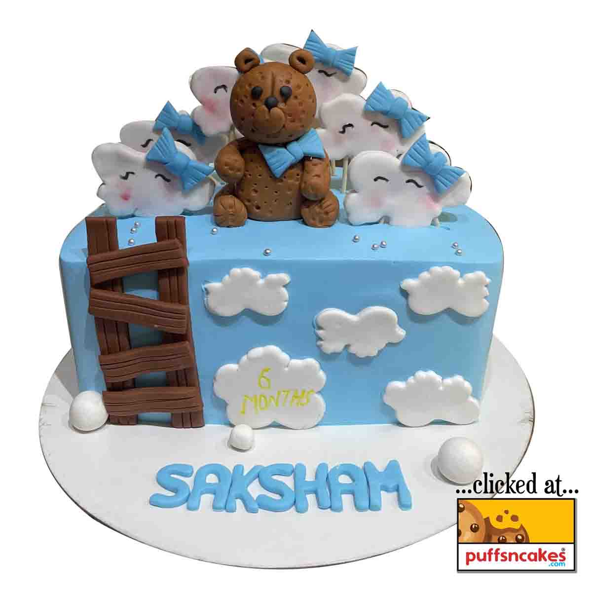 (1228) 6 Six Months Half Birthday Teddy Cake